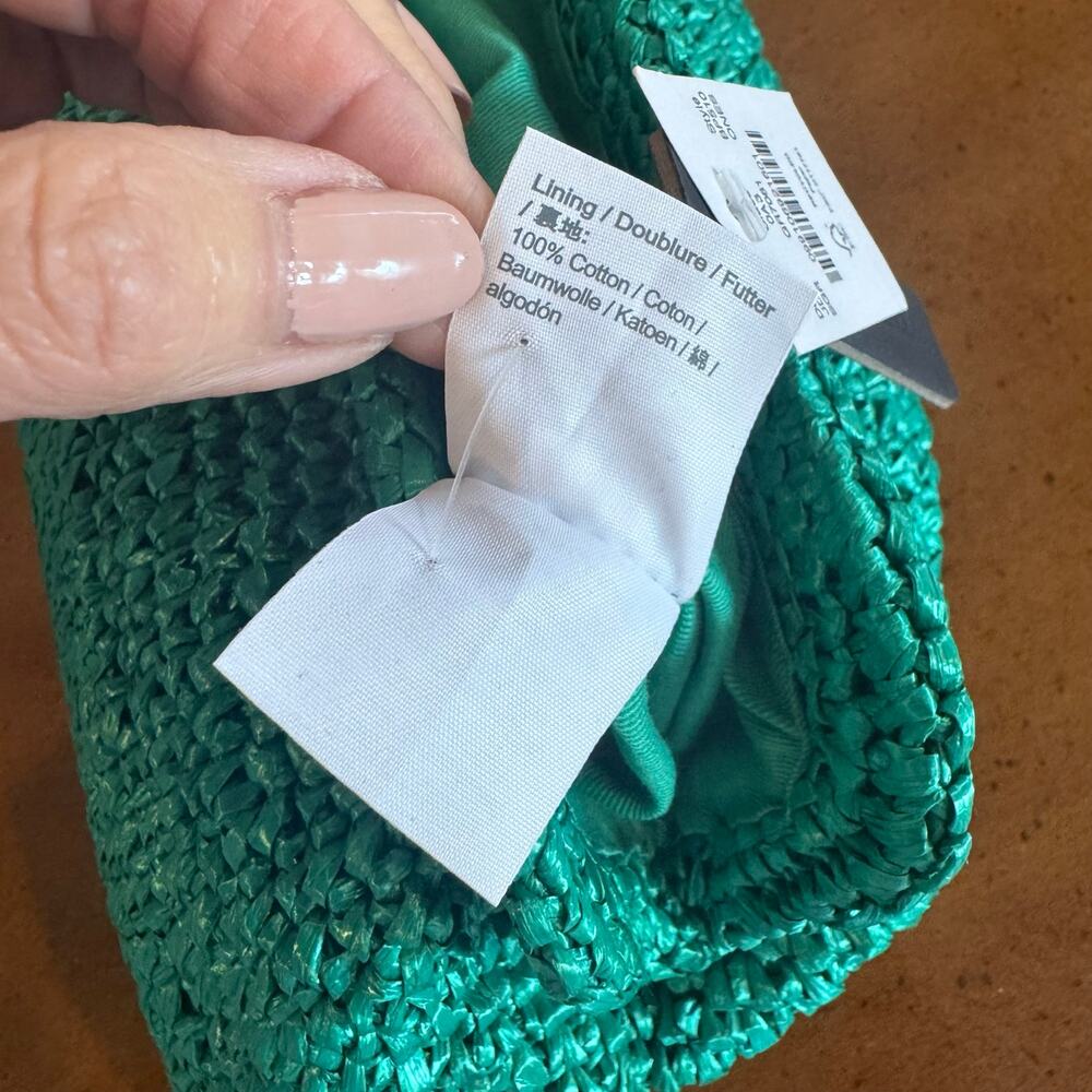 J.Crew Portofino Faux Raffia Clutch Emerald Green NWT - Picture 9 of 11